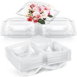 30 Pack Clear Plastic Flower Box for Corsage, Boutonniere, Rose, Orchid Prom Wedding Craft Container (4.92 x 4.13 x 3.15 Inches)