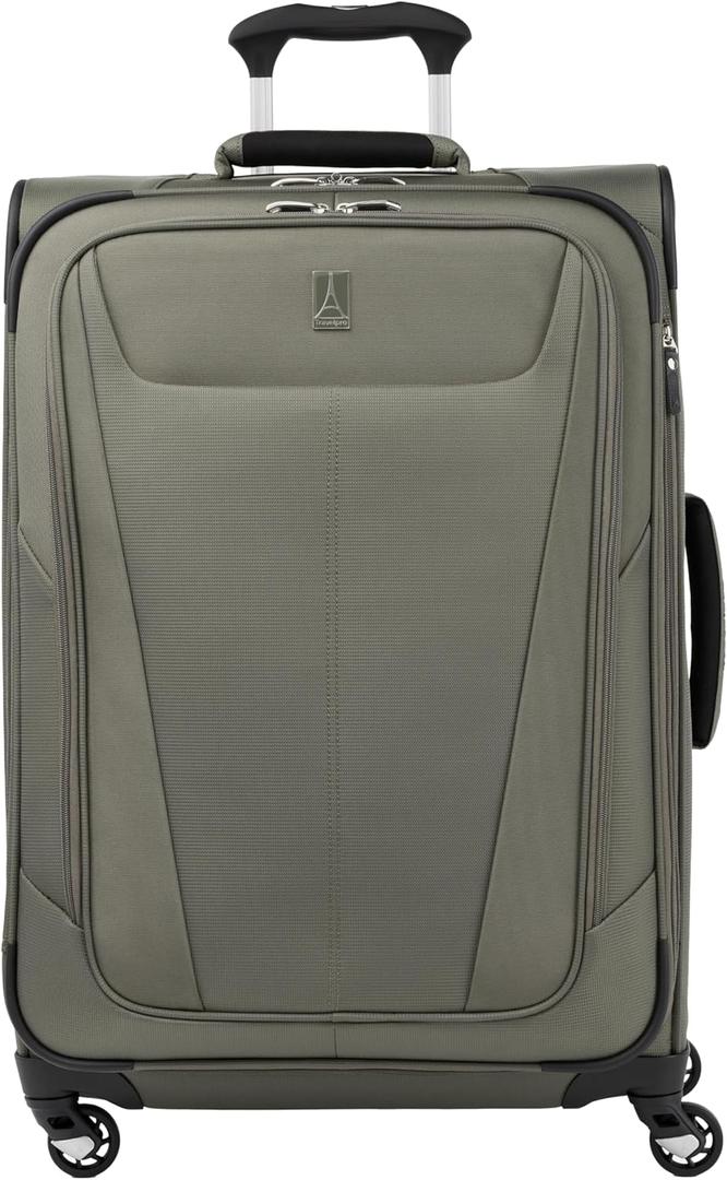 Travelpro Maxlite 5 Softside Expandable Luggage with 4 Spinner Wheels, Lightweight Suitcase, Men and Women, Slate Green, Checked-Medium 25-Inch