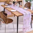 vctops 2 Packs Embroidery Lace Spring Table Runner 10ft Floral Garden Seasonal Tulle Table Runner Holiday Kitchen Dining Table Decoration for Wedding Party Baby Shower Birthday (Purple,30"x120")