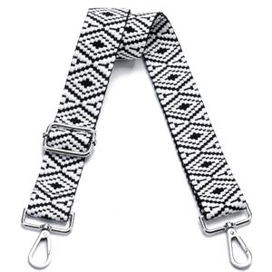 Wide Purse Strap Adjustable Replacement Crossbody Bag Strap Silver Hardware Shoulder Straps (Silver Hardware-rhombic-38s132-351)