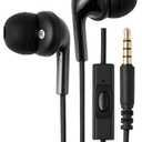 Amazon Basics Wired Earbuds with Microphone, In-Ear Headphones, 3.5mm Jack, High Definition Sound, Secure Fit, 4.2 ft Cable, S/ M/ L Ear Tips, Black