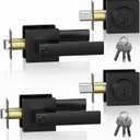 2 Pack Exterior Door Handle with Single Cylinder Deadbolt,Front Door Handle and Deadbolt Set,Matte Black Keyed Alike Heavy Duty Door Lever Locksets Right & Left Sided Doors