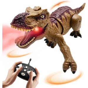 Remote Control Dinosaur Toys for Kids 3-5, 5-7, 8-12, 10-12, Electronic RC T Rex Dino Robot Toy for Boys, Top Christmas & Birthday Gifts for 6 7 8 9 10 11 & 12 Year Old Boys (Mocha Flex Rex)