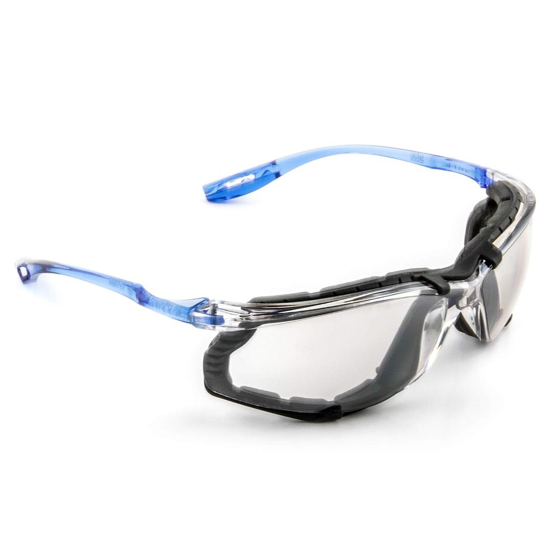 3M Safety Glasses, Virtua CCS, ANSI Z87, Anti-Fog, Indoor/Outdoor Mirrored Lens, Blue Frame, Corded Ear Plug Control System, Removable Foam Gasket, Pack of 1
