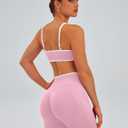 TDIFFUN Women Workout Sets 2 Piece Seamless Scrunch Butt Lifting Leggings Padded Sports Bra Matching Set Gym Yoga Outfits (Pink, Medium)