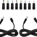 2Pcs 4.9ft USB C Type-C to DC 5.5mm x 2.5mm 12V Output PD Trigger Power Cable Barrel Power Cord with 8 Connectors