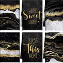 Bencailor 6 Pcs Black and Gold Kitchen Towels Marble Dish Hand Towels Farmhouse Absorbent Tea Washcloths for Bathroom Kitchen Decor Winter Decorations Gifts 24 x 16''