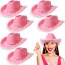 Unittype 6 Pcs Women Cowgirl Hat Cowboy Hats with Feather for Women Bachelorette Wedding Party Birthday Costume