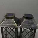 2Pack 11" Outdoor Solar Lanterns Waterproof Garden Patio Lantern Lights Flickering Candle Mission for Outside, Party, Yard, Lawn, Mothers Day Gifts Garden Gifts for Mom Women (Antique Green Bronze)