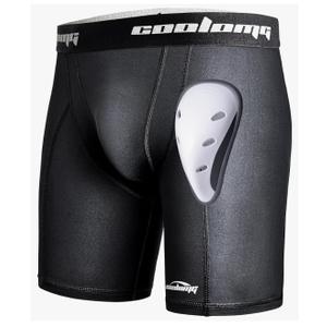 COOLOMG Mens Compression Shorts with Cup Athletic Baseball Underwear for Football MMA Lacrosse Field Hockey L