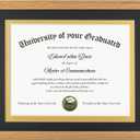 Fun Memories OAK Wood 11x14 Diploma Frame, 100% Solid Oak Wood Certificate Picture Frame with High Definition Glass, Document Frame for Wall and Tabletop, Black Mat