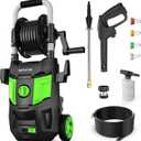 Electric Pressure Washer, 5200 PSI Max 3.4 GPM, High Pressure Cleaning Machine with Foam Cannon, 35 FT Power Cord, 20 FT Hose, 4 Connect Nozzles Hose Reel for Cars/Patio/Garage