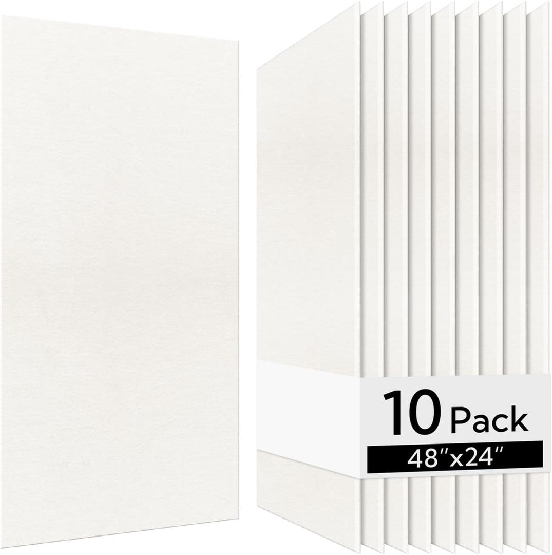 Olanglab Acoustic Wall Panels 10 Pack, 48 x 24 per Acoustic Panels Sound Absorbing, Sound Panels for Home Studio and Office, Plain White
