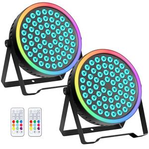 Sklydron RGB Stage Par Can Light with Light Strip-90W LED Stage Lighting with Remote,DMX512 Sound Activated & Auto Strobe Jump Modes Uplights for Bands Events Church Wedding DJ Party & Stage Show