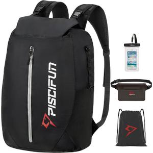 Piscifun Dry Bag Waterproof, Lightweight Dry Backpack Roll-Top Sealed with Waist Pouch and Phone Case Keeps Gear Dry Inside for Kayaking, Boating