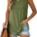 Imily Bela Womens Loose Fit Casual Flowy Tank Tops Crewneck Trendy Sleeveless Side Split Summer Tops Clothes Outfits 2025 L