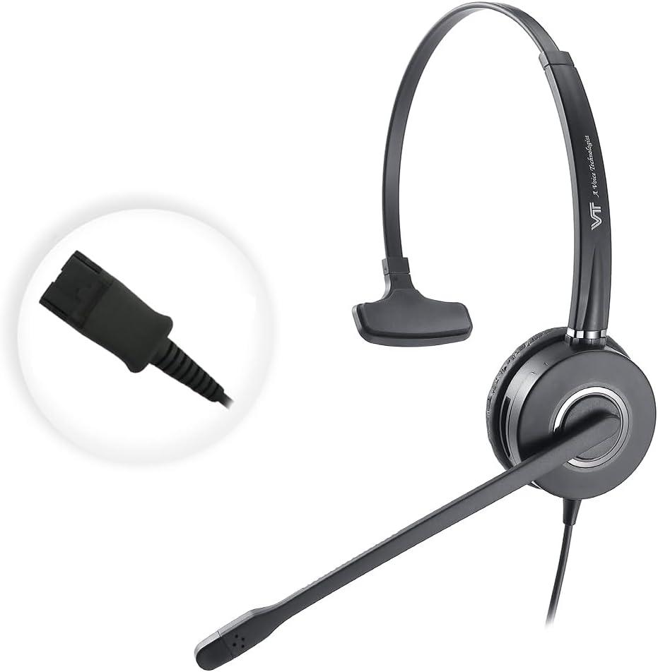 Mono Plantronic-QD Headset with Microphone - for Cables with Quick Disconnect Connector for Call Center Office (VT6932QD)