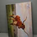 Visual Art Decor Texas Decor Longhorn Cow Pictures Wall Decor Country Farmhouse Landscape Picture Living Room Bedroom Office Kitchen Wall Decor Framed Canvas Artwork 24inx32in