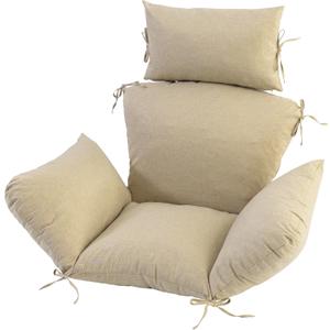 Egg Chair Cushion with 8 Securing Straps, Water-Repellent & Fade-Resistant Faux Linen, Removable Cover, Replacement Cushion for Most Single Outdoor Hanging Swing Egg Chairs Nature