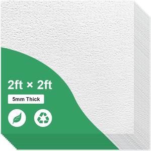 2ft x 2ft Printed Pro Ceiling Tiles - PVC Ceiling Panel 24 x 24in – Waterproof, Washable and Fire-Rated - High-Grade PVC to Prevent Breakage-Cover 48 Sq. Ft-Package of 12 Tiles, 2x2