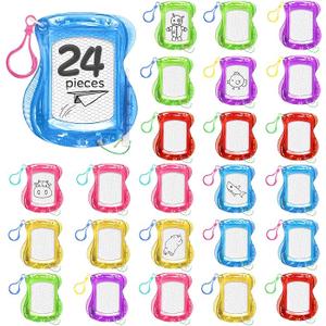 24pcs Mini Drawing Board Keychains Magnetic Doodle Board for Kids Backpack Keychain Clip for Classroom Rewards Party Favors Color May Vary