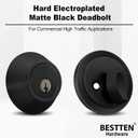 BESTTEN 3 Pack Keyed Alike Single Cylinder Deadbolt, Matte Black