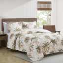 Tommy Bahama - King Quilt Set, Soft & Reversible Woven Bedding with Matching Pillowcases, Medium Weight for Year Round Comfort, 3 Piece Bed Set (Bonny Cove Ivory)
