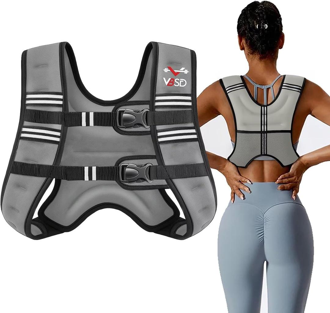 VBSD Weighted Vest Woman 16LB Weight Vest for Women Men Body Weight Vests for Walking Strength Training Running Workout Jogging Fitness Grey