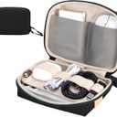 Electronics Organizer Travel Case, Small Tech Bag for Cords, Chargers, Power Bank, Earbuds  Portable Cable Pouch for Office, Business Trip, Commute  Water & Scratch-Resistant (7.28"x5.12"x2.17") (Black)