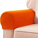 SUBRTEX Stretch Armrest Covers Spandex Arm Covers for Chairs Couch Sofa Armchair Slipcovers for Recliner Sofa with Twist Pins 2pcs (Orange)