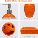 Bathroom Accessory Set Orange,4 Pieces Ceramic Bathroom Decor Accessories Complete Set,Includes Bathroom Soap Dispenser Set,Toothbrush Holder Set,Tumbler,Soap Dish