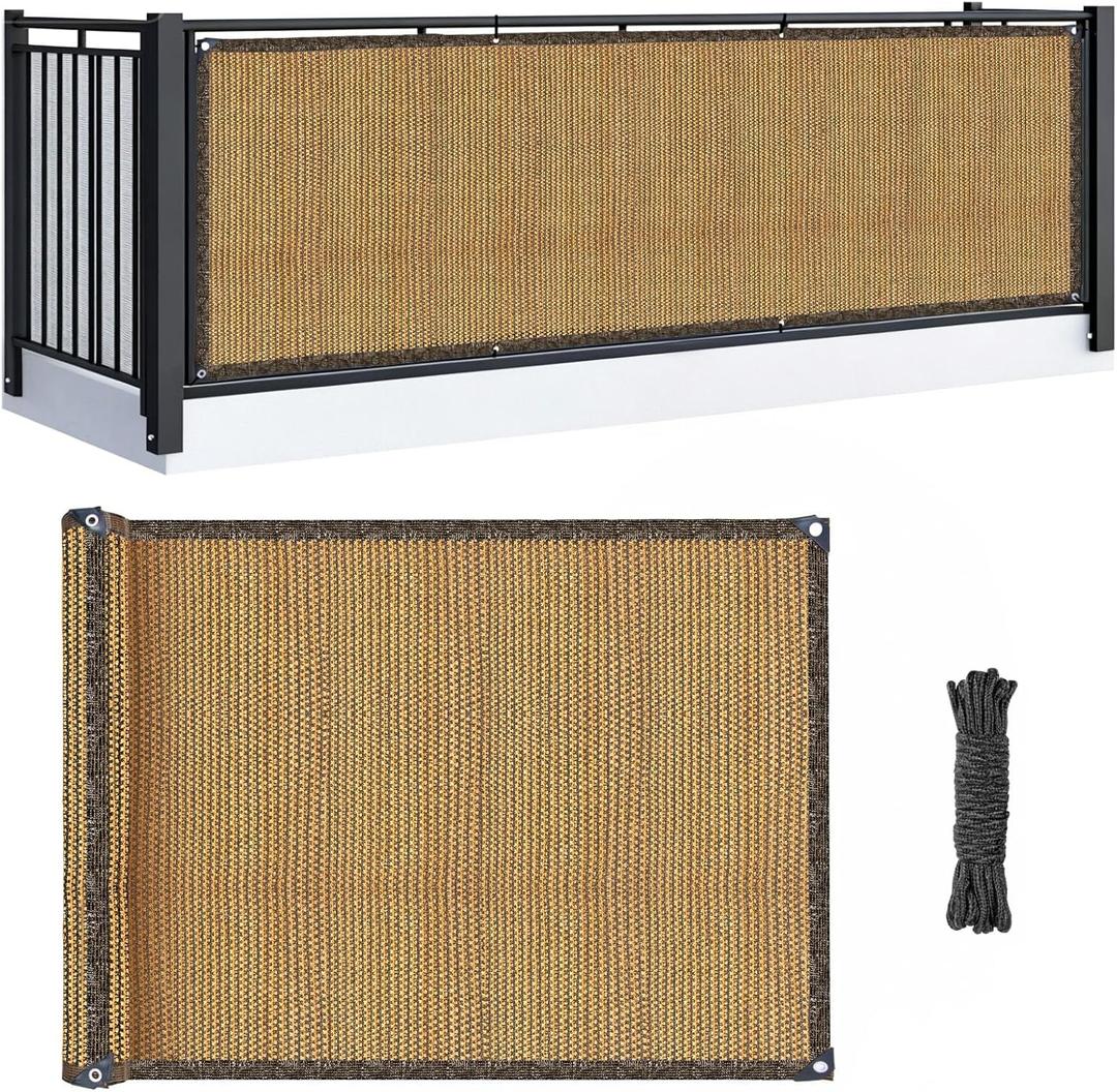 RAINFLOW Fence Privacy Screen Outdoor - Balcony Privacy Screen Garden Mesh Fence Panels Shade Cloth Decorative Plastic Covering Porch Screens Cover for Apartment Patio Backyard Wall 3' x 10' Brown