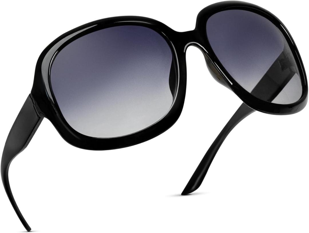 miyya Bug Eye Oversized Polarized Sunglasses Womens, Trendy Retro Sun Glasses for Women 2025, Oversized UV Protection Shades (Black/Grey Gradient)