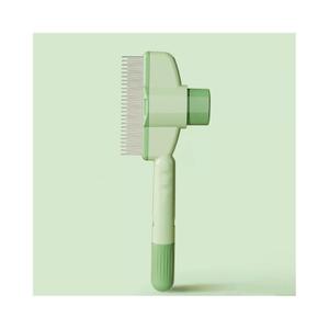 Pet Hair Removal Comb, Flea Brush with Release Button for Cat Dog, De-Shedding Cat/Dog Hair Comb, With Long & Short Stainless Steel Metal Teeth for Shedding, (Green)