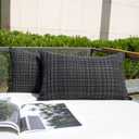 Kevin Textile Pack of 2 Decorative Outdoor Waterproof Pillow Covers Garden Cushion Sham Throw Pillowcase Shell for Patio Tent Couch 12x20 Inch Black