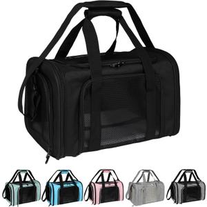 Top tasta Dog Cat Carrier Pet Carriers for Small Medium Large Cats Dogs Carrier Soft Sided Small Puppy Dog Carrier Portable Foldable Airline Approved Dog Cat Travel Carrier Black Medium (18.0"L x 11.0"W x 11.0"H)