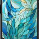 FUNMIKO Cute Phone Case for iPhone 16e - Wireless Charging & Military-Grade Protection - Trendy Wildflower Design for Women Girls, Non-Slip Translucent Matte Hard Cover - Sleek Cyan Leaf