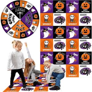 Civaner 3 Pcs Halloween Party Game for Kids with Spinner Halloween Conversation Party Twist Poses Mat Game with Conversation Mat Spinner for Classroom School