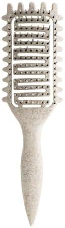 Curl Defining Brush for Curly Hair, Vented Detangling Hair Brush for Wet and Dry Styling, Curved Brush for Shaping and Smoothing Curl Clumps, Lightweight Hair Brush （Beige）