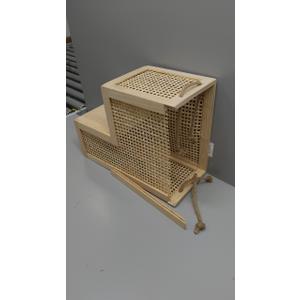 SHCMSADO Wood Stair Basket with Handles,Wicker Step Storage Basket -Natural