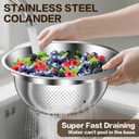 Stainless Steel Colander for Kitchen, Stainless Steel Strainer, Pasta Strainer for Spaghetti Fruit Vegetable Cooking Food, 3 Pcs Strainers and Colanders(2QT, 3QT, 5QT), Dishwasher Safe, Kitchen Gift