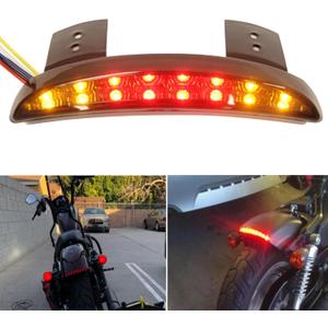 Motorcycle Chopped Rear Fender Edge LED Brake License Plate Tail Light Stop Running Light Turn Signal Lamp for Harley Sportster XL883N 1200N XL1200V XL1200X (Smoke Lens-signal)