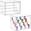 ToBeAce 4 Tier Acrylic Display Case for Collectibles, 2 Pack Clear Adjustable Figure Display Case with Magnetic Door, Stackable Storage Box Showcase with 3 Shelves for Action Figures,Dolls,Toys, Large