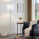Ambimall 60'' Modern Floor Lamp with Shade, Tall Lamps for Living Room, Bedroom, Office, Dining Room, White Shade with Silver Pole(Without Bulb)