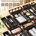 KEMETHY 25 PCS Plastic Drawer Organizers Set, 4 Sizes Vanity Organizer, Makeup and Desk Drawer Organizer Trays, Organization and Storage for Makeup, Bathroom, Kitchen Utensils and Office (Black)