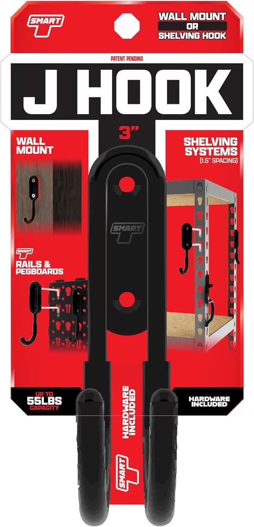 Smart T Garage Storage Wall Hook | 3" U-Hook for Garage Organization, Heavy Duty Organizer Wall Mount or Shelving Hooks