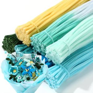 DaisyInner 700 Pcs Pipe DIY Cleaners for Craft Cleaners Flower Pipe Bulk Pastel Chenille Stems Flower Gradient Assorted Colored Fluffy for School Party Making Decor