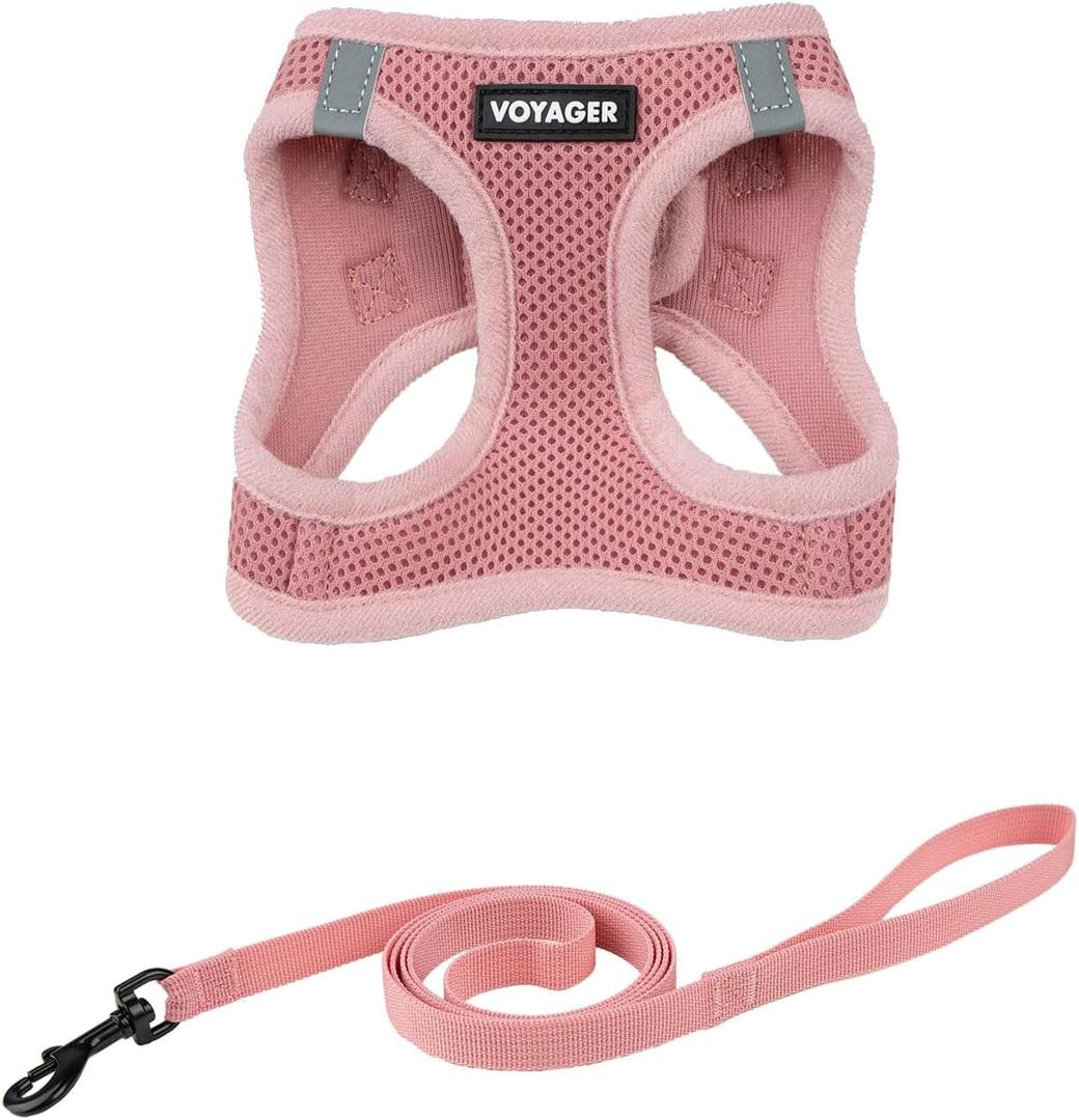 Voyager Step-in Air Cat Leash Harness Set - All Weather Mesh, Step in Vest Harness for Small and Large Cats by Best Pet Supplies - Pink, S