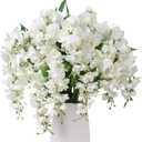 Fake Flowers Indoor Plants, 2Pcs Greenish White Hanging Wisteria Decoration, Light Cream White UV & Fading Resistant, Room Decor for Kitchen Living Room Bathroom Centerpiece Table