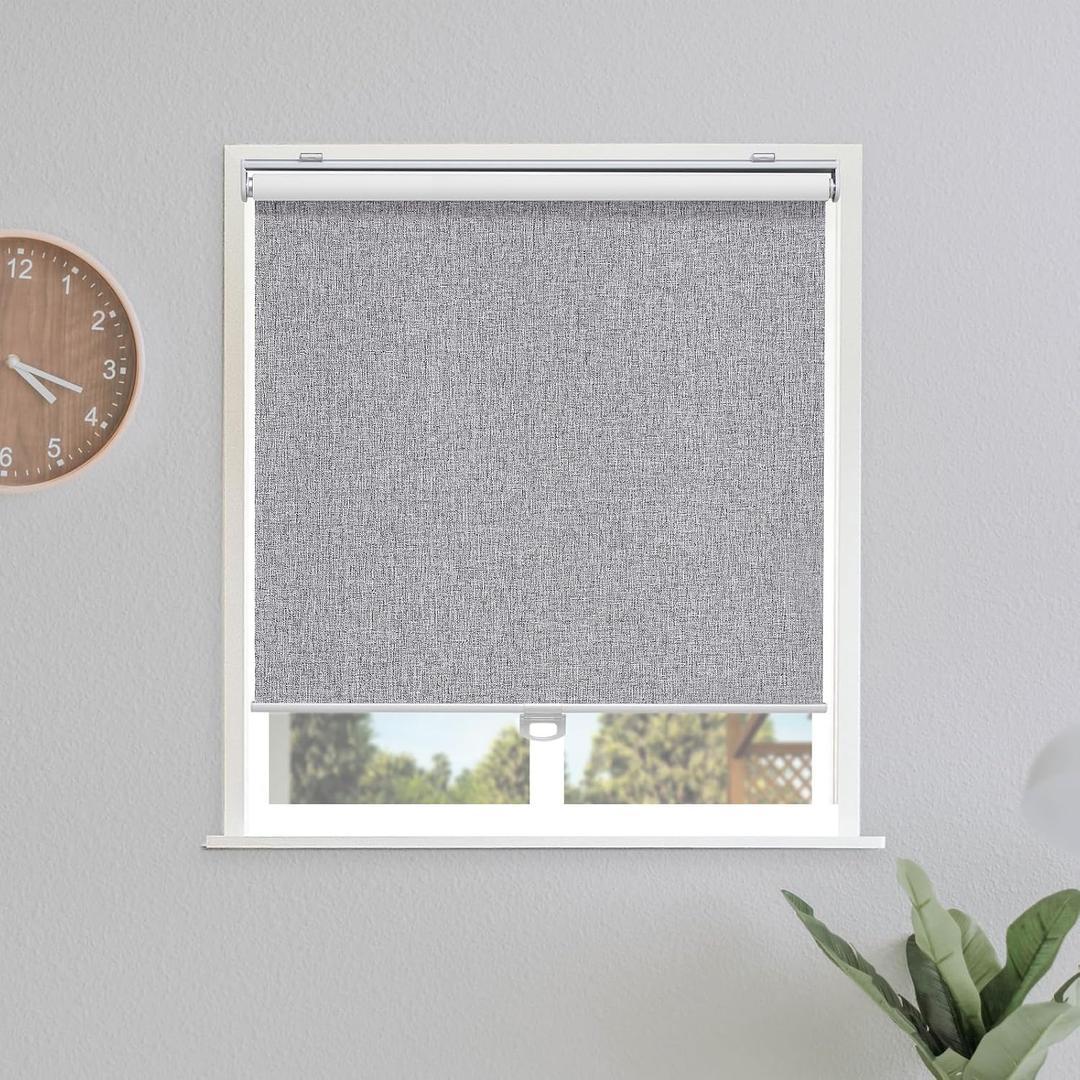 Sunoff Blackout Roller Shades Blinds Cordless for Windows Pull Down Room Darkening Door Blinds with Thermal Insulated Easy to Install for Living Room,Bedroom,Home,Office,Heather Grey 23" W x 72" H